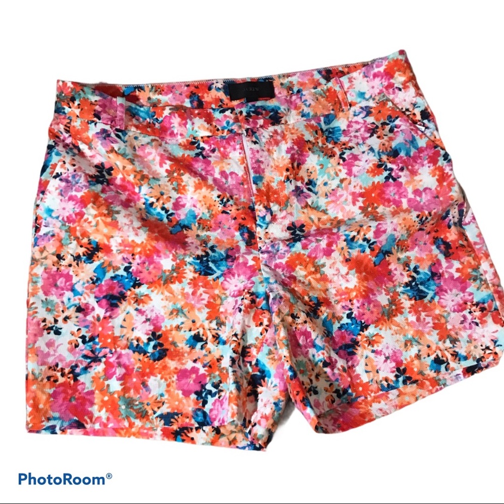 J. Crew Brushstroke Marigold Bermuda Shorts 12
